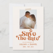 Invitation Annonce de sauvegarde de date de photo orange rétr (Devant)