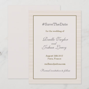 Invitation Annonce de sauvegarde de date en or gris ivoire ha