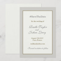 Annonce de sauvegarde de date en or gris ivoire ha
