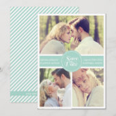 Invitation Annonce de sauvegarde de date en vert menthe rayé (Devant / Derrière)