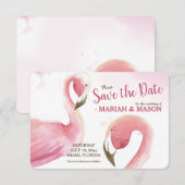 Invitation Annonce de sauvegarde de date Flamants roses (Devant / Derrière)