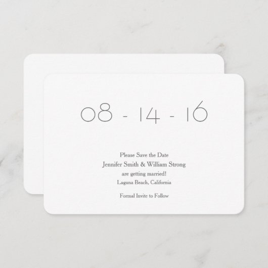 Invitation Annonce de sauvegarde de la date (Devant / Derrière)