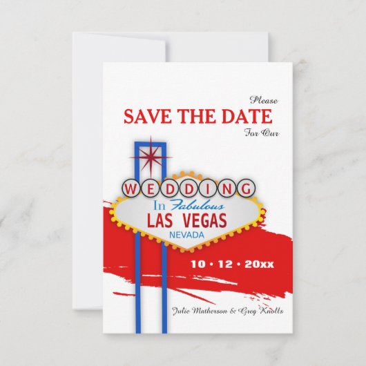 Invitation Annonce de sauvegarde de la date Las Vegas Sign (Devant)