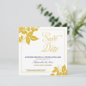 Invitation Annonce de sauvegarde florale moderne (or) (Debout devant)