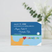 Invitation Annonce de save the date étiquette de bagage de Ca (Debout devant)