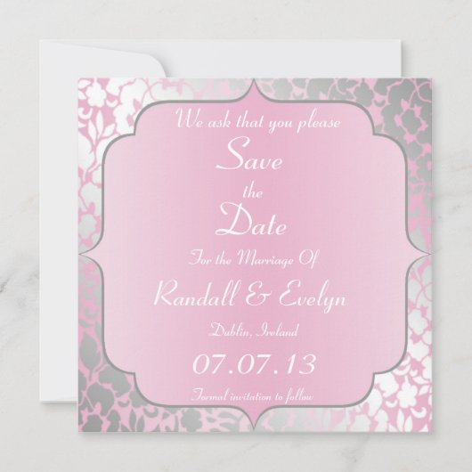 Invitation Annonce de Save The Date Rose Métallic Bébé (Devant)