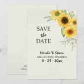 Invitation Annonce de Save the Date Tournesols (Devant / Derrière)