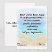 Invitation Annonce d'invitation multifonction Fête de plage (Devant / Derrière)