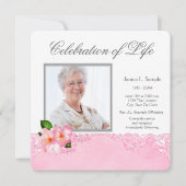 Invitation Annonce du service commémoratif de photo rose pour (Devant)