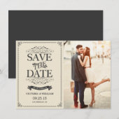 Invitation Annonce élégante de sauvegarde de date en blanc ré (Devant / Derrière)