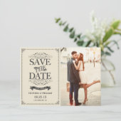 Invitation Annonce élégante de sauvegarde de date en blanc ré (Debout devant)