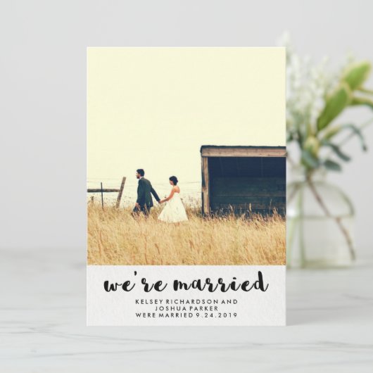 Invitation Annonce et célébration simples de mariage après la (Debout devant)