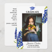 Invitation Annonce florale de remise de diplômes aux Bluebonn (Devant / Derrière)