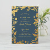 Invitation Annonce Florale Or (Debout devant)