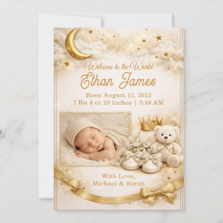 Invitation Annonce Naissance Garçon Lune Étoiles