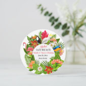 Invitation Annonce Oiseaux et Fleurs Tropicaux (Debout devant)