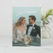 Invitation Annonce photo de mariage tout juste mariés (Debout devant)