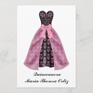 Invitation Annonce Quinceanera damas noir