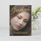 Invitation Annonce recto verso à motif feuille d'or faux dipl (Debout devant)