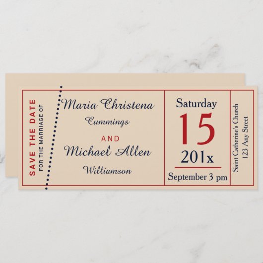 Invitation Annonce rétro d'économiser la date de billet de ma (Devant / Derrière)