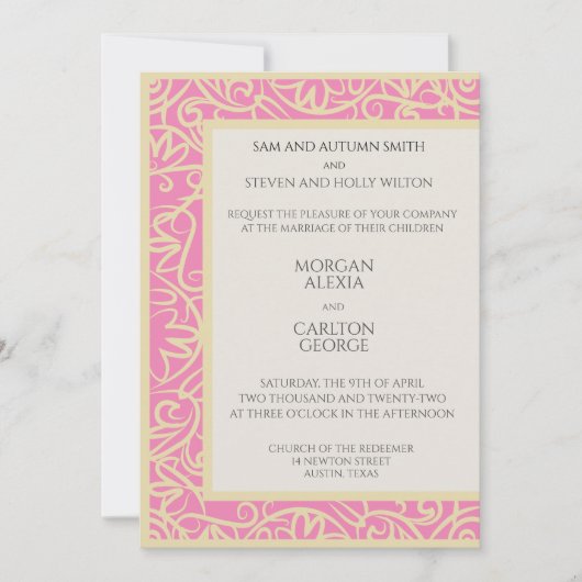 Invitation Annonce rose vif, toute occasion (Devant)