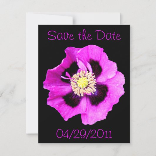Invitation Annonce "Save the Date" Pavot d'Orient noir (Devant)