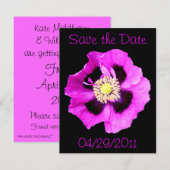 Invitation Annonce "Save the Date" Pavot d'Orient noir (Devant / Derrière)