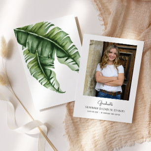 Invitation Annonce simple de graduation féminine tropicale