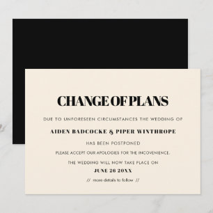 Invitation Annonce simple et chic de changement de date de ma
