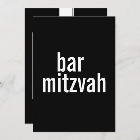 Invitation Annonces à la barre ou au Bat mitzvah {Black} (Devant / Derrière)