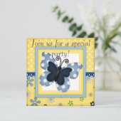 Invitation Annonces d'anniversaire de Denim Butterfly (Debout devant)