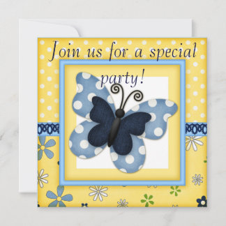 Invitation Annonces d'anniversaire de Denim Butterfly