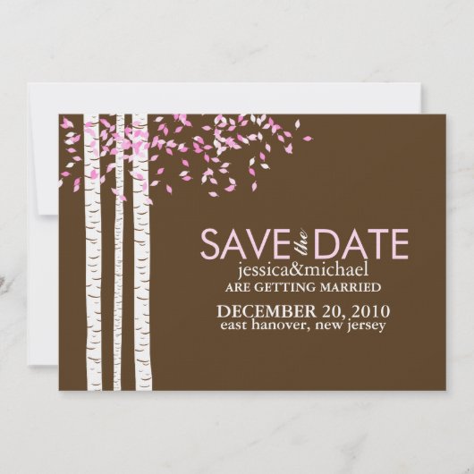 Invitation Annonces d'arbre de bouleau pour réserver la date (Devant)