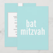 Invitation Annonces de bat mitzvah {Turquoise léger} (Devant / Derrière)