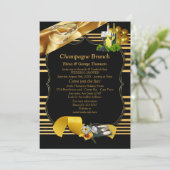 Invitation Annonces de Brunch Art Déco Gold sur Noir (Debout devant)