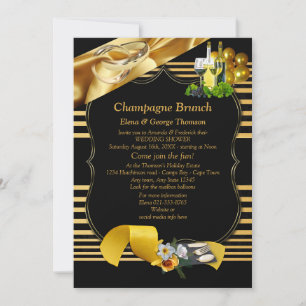 Invitation Annonces de Brunch Art Déco Gold sur Noir