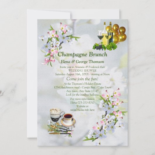 Invitation Annonces de Brunch Cherry Blossom (Devant)