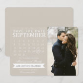 Invitation Annonces de calendrier Enregistrer la date| Mariag (Devant / Derrière)