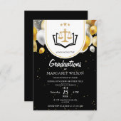 Invitation annonces de début de carrière or noir avocat diplô (Devant / Derrière)