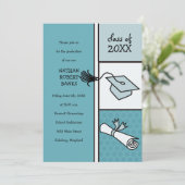 Invitation Annonces de diplôme pour enfants (pour un garçon) (Debout devant)