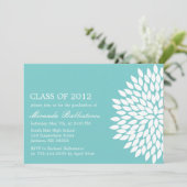 Invitation Annonces de diplômes de design de fleurs bleues (Debout devant)