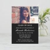 Invitation Annonces de diplômes de design de photos en noir (Debout devant)