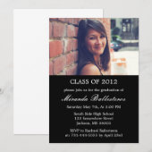 Invitation Annonces de diplômes de design de photos en noir (Devant / Derrière)