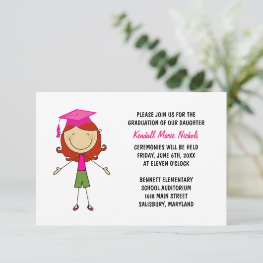 Invitation Annonces de diplômés de l'école primaire (Debout devant)