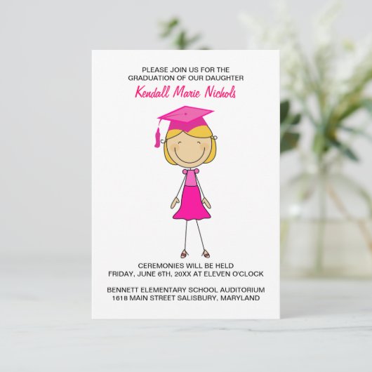 Invitation Annonces de diplômés de l'école primaire (Debout devant)