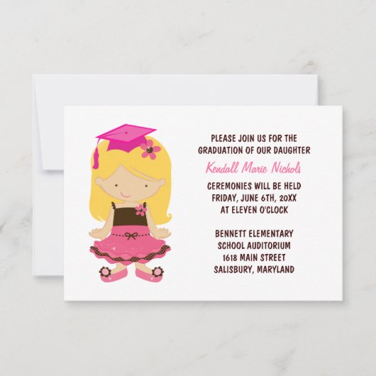 Invitation Annonces de diplômés de l'école primaire (Devant)