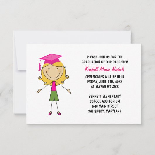 Invitation Annonces de diplômés de l'école primaire (Devant)