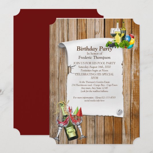 Invitation Annonces de fête d'anniversaire (Devant / Derrière)