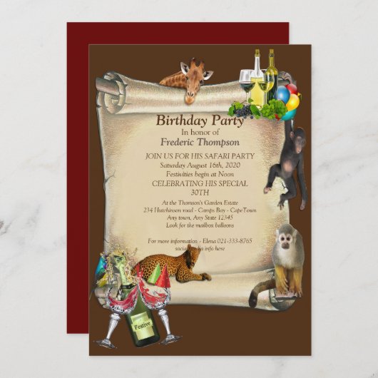 Invitation Annonces de fête d'anniversaire (Devant / Derrière)