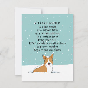 Invitation Annonces de fête de corgi pour les vacances d'hive
